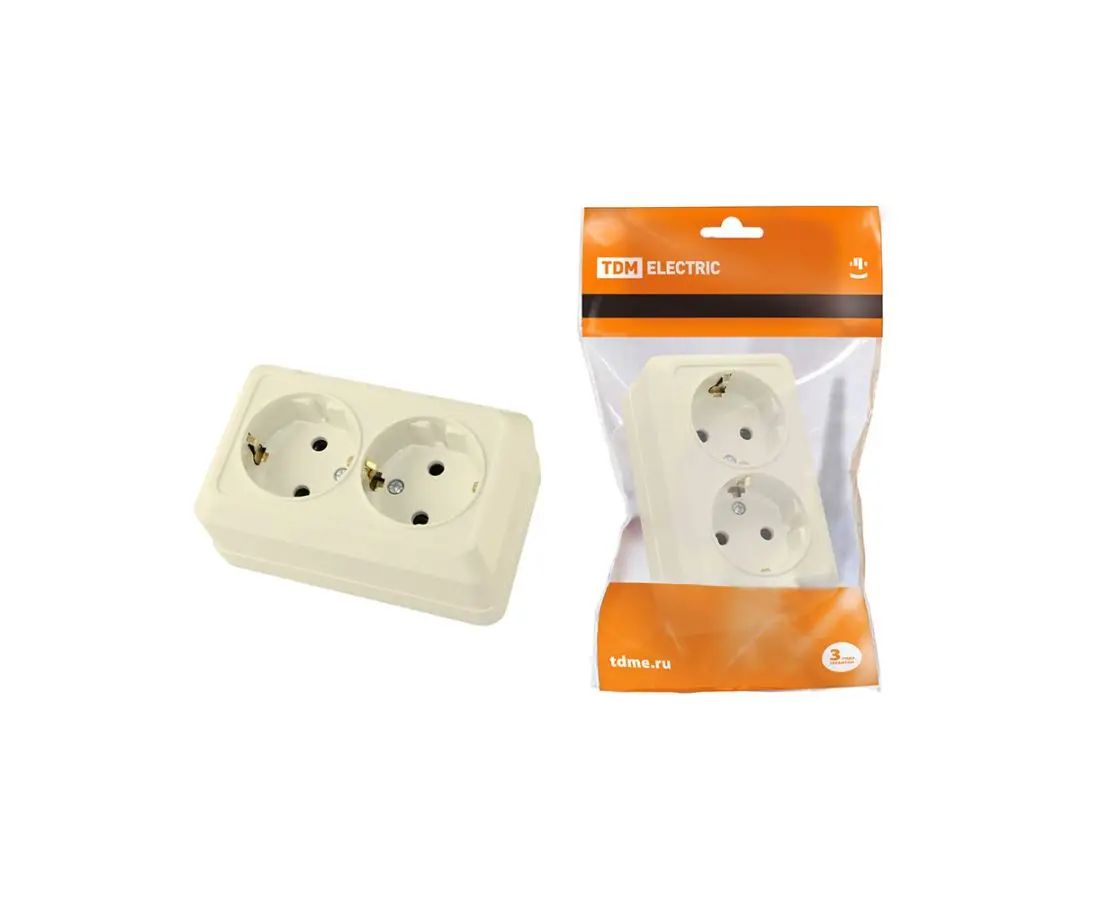 2-piece rosette for external application 16A (grounded) (cream) TDM