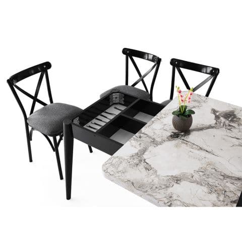 დასაკეცი მაგიდა DO-1281 (EFES-BLACK) 100+20/60+40/75 — фото 6