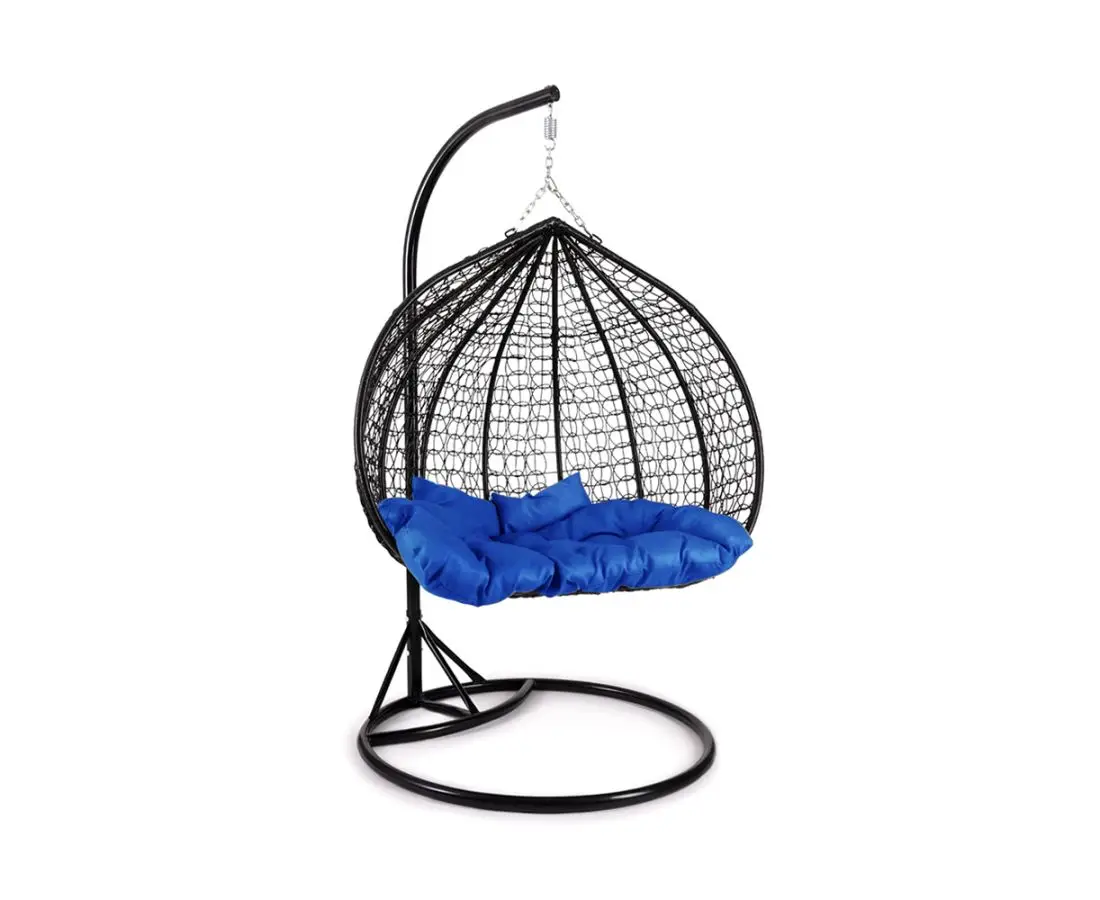 Качели-гнезда SC-107 с черными, синими подушками